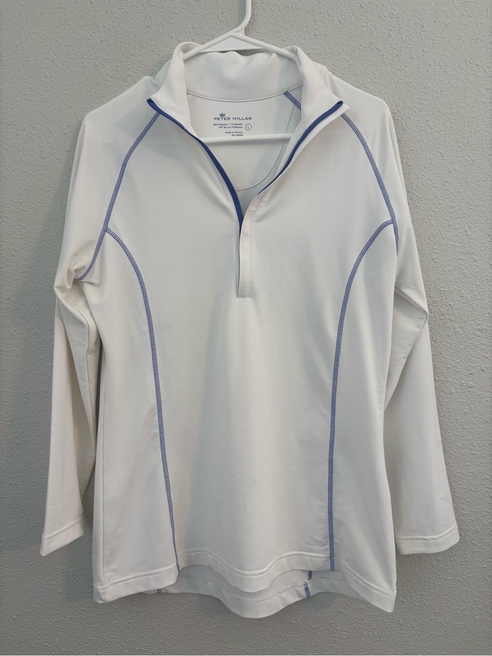 Peter Millar White Quarter-Zip Golf Pullover - Top of the Rock - Womens (size L)